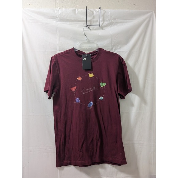 Nike Energy Flow Dark Beetroot Tee T-Shirt Cosmic Swoosh Mens Small - Picture 1 of 6
